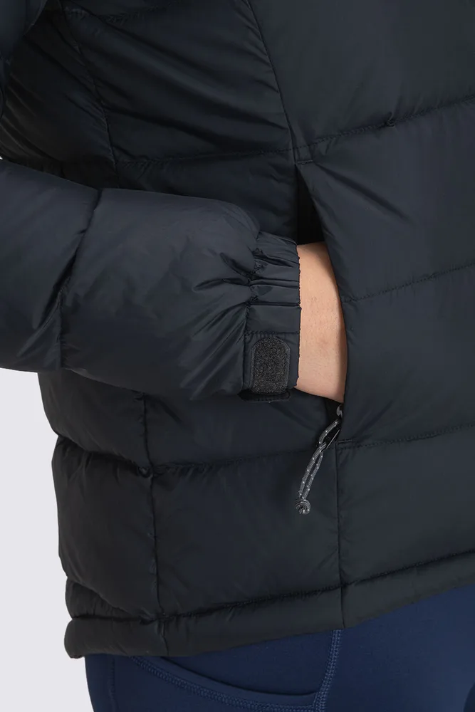 Women’s Hooded Puffer Jacket — Black — Black, cuff and pocket detail