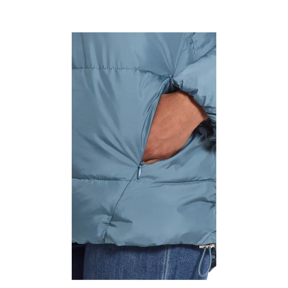 Women’s Hooded Puffer Jacket — Sky Blue — Sky Blue, pocket detail