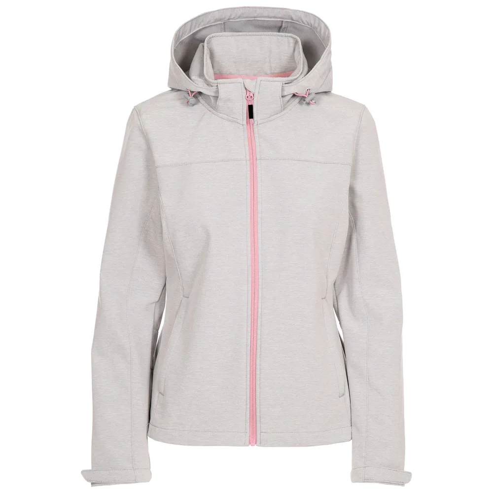 Women’s Hooded Softshell Jacket — 3 Colourways — Light Grey, front view