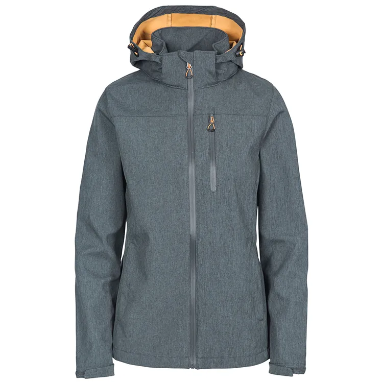Women’s Hooded Softshell Jacket — 4 Colourways — Blue Grey, front view