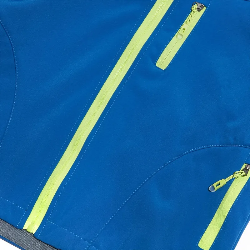 Women's Hooded Softshell Jacket — 2 Colourways — Bright Blue, zip close-up