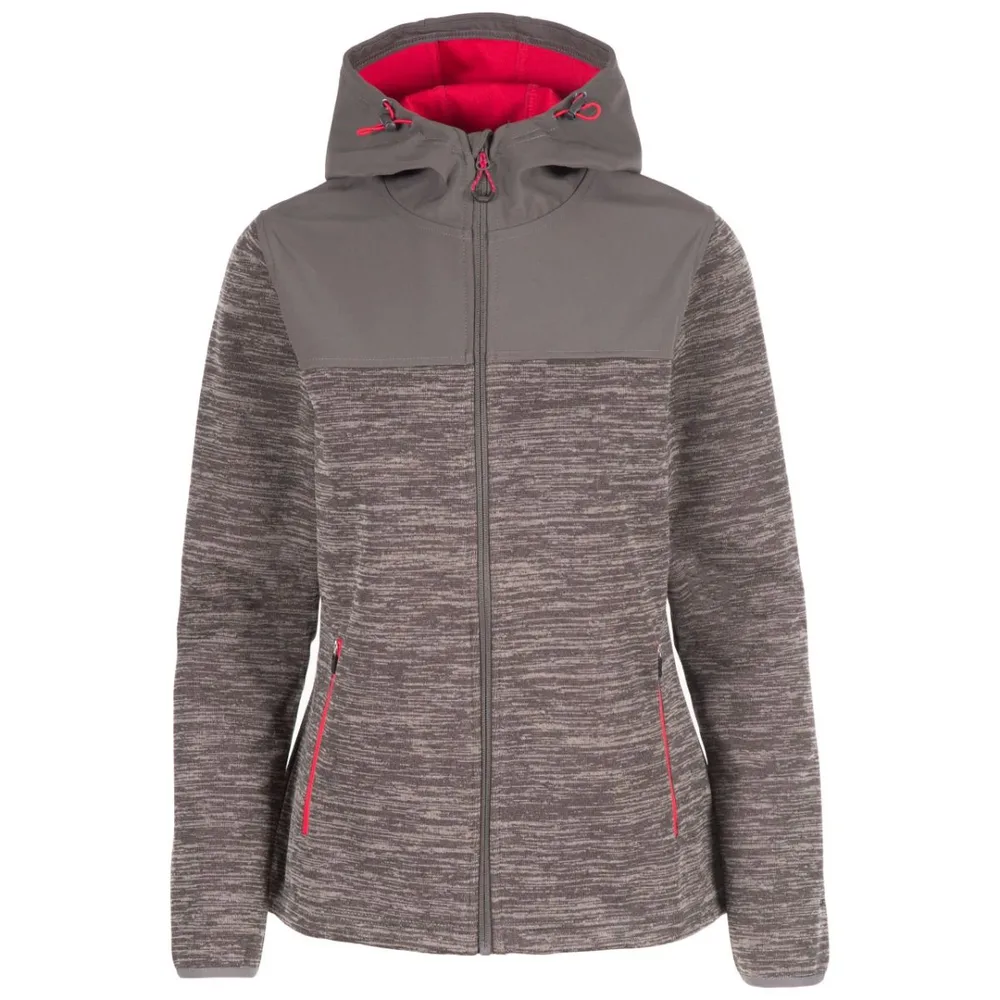 Women’s Hooded Softshell Jacket — Grey — Grey, front view