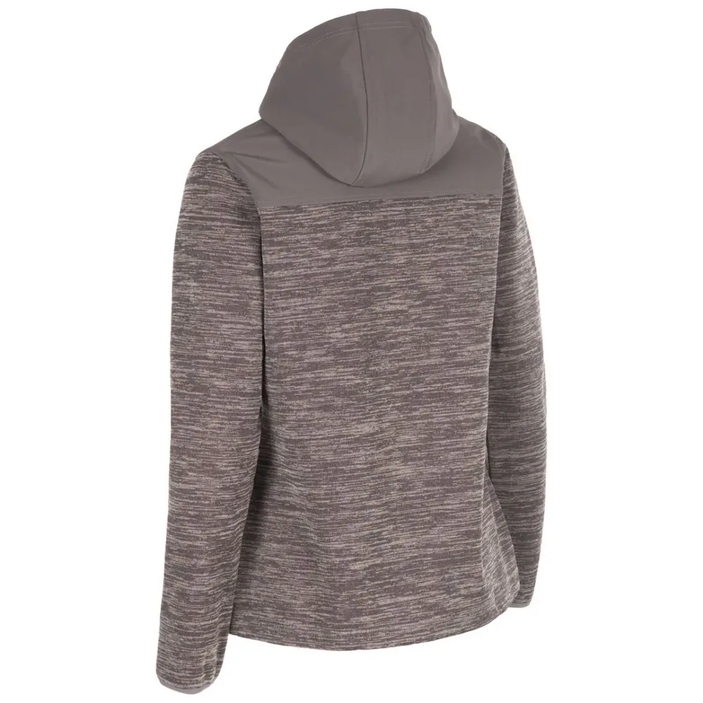 Women’s Hooded Softshell Jacket — Grey — Grey, back view