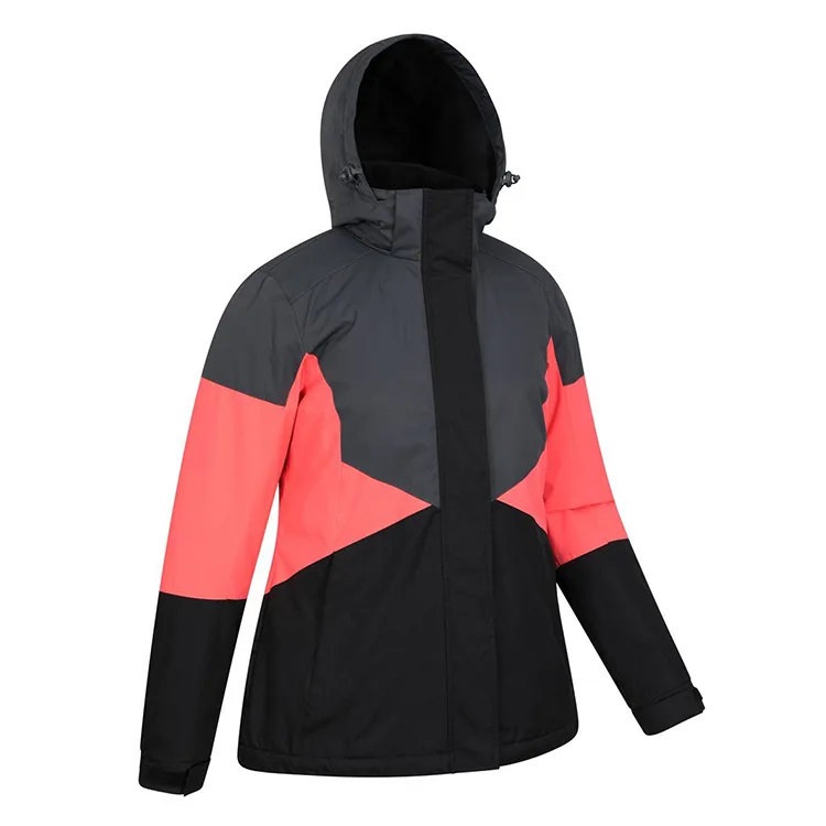 Women's Insulated Ski Jacket — Black / Pink — Black / Pink — front view, angled