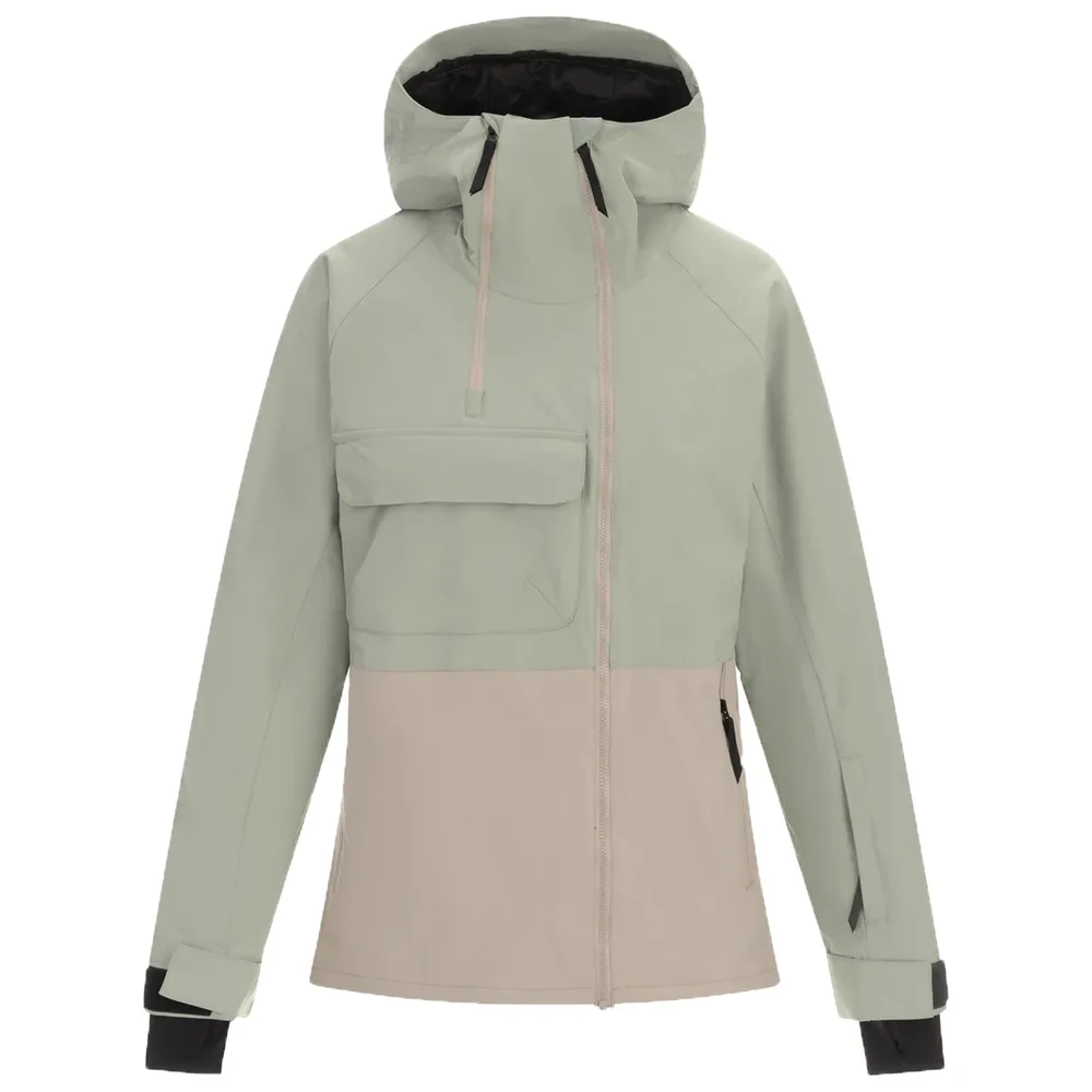 Women's Insulated Ski Jacket — Green & Khaki — Sage Green / Khaki, front view