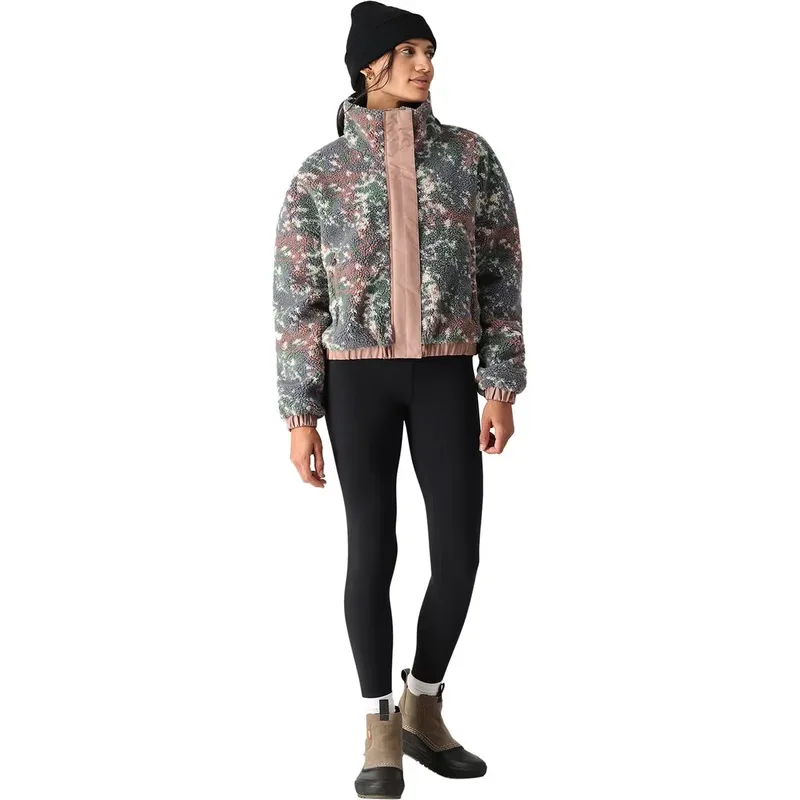 Women's Jacquard Sherpa Jacket — 2 Colourways — Grey Floral, full side view