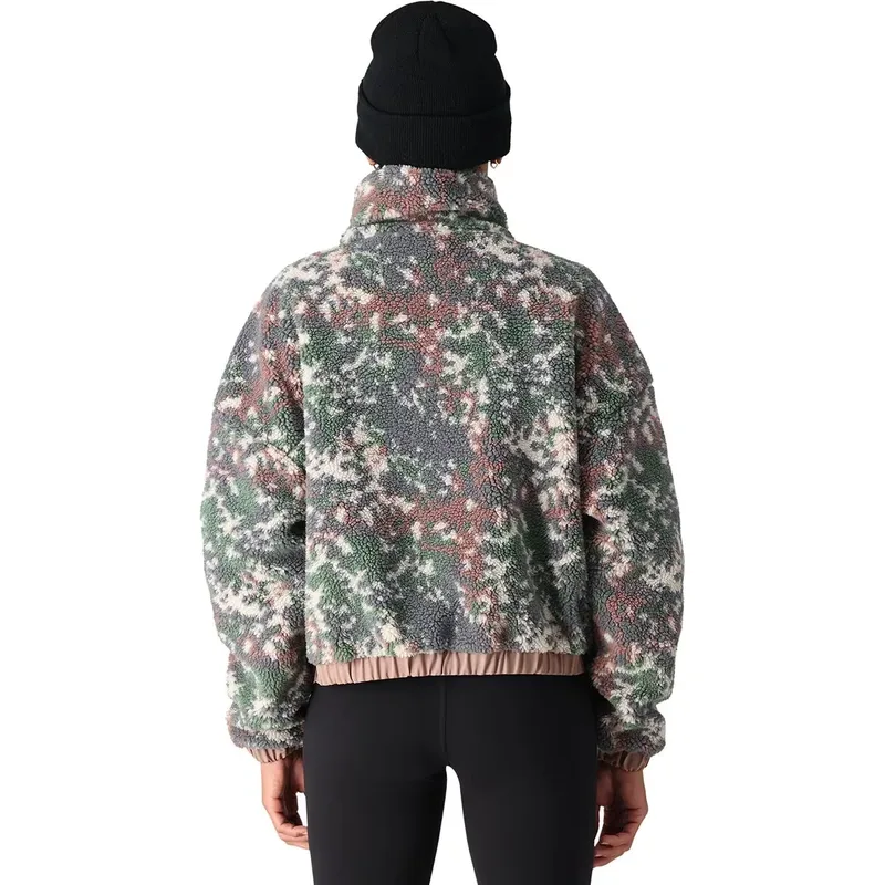 Women's Jacquard Sherpa Jacket — 2 Colourways — Grey Floral, back view