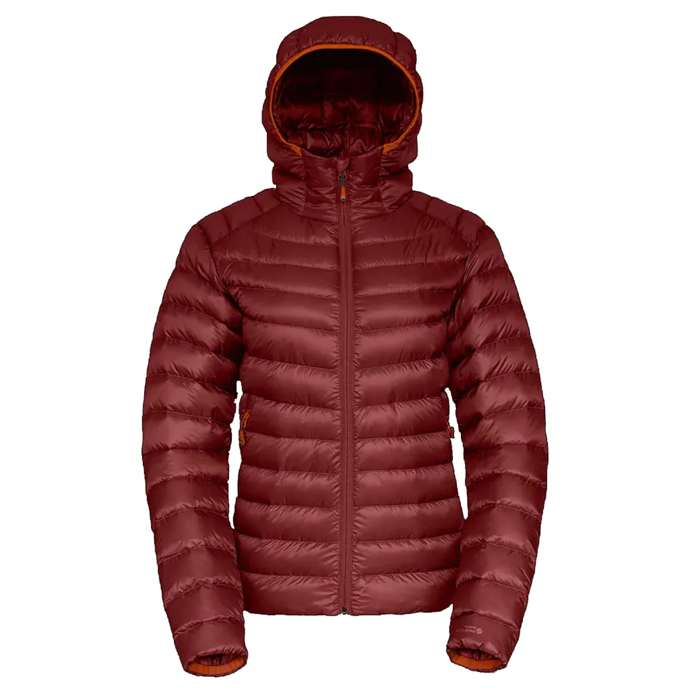 Women’s Lightweight Hooded Jacket — Burgundy, Black & Blue-Grey — Burgundy, front view