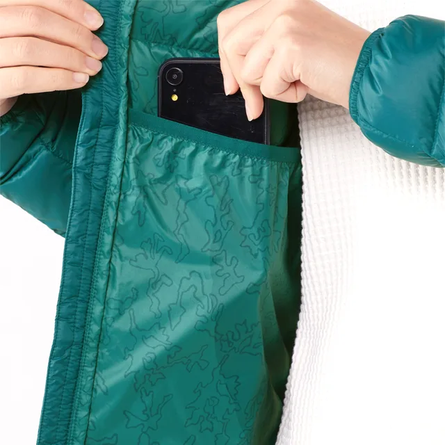 Women’s Lightweight Quilted Jacket — Teal — Teal, interior pocket detail