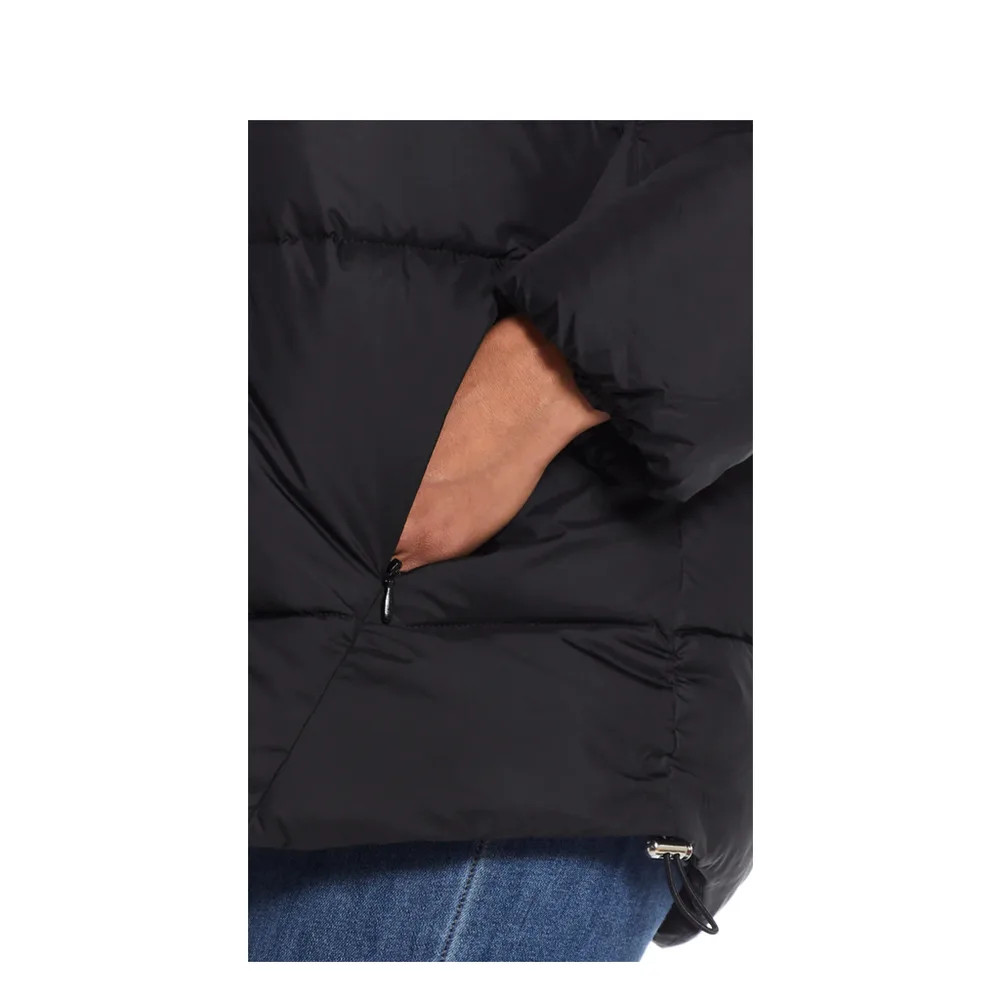 Women’s Long Padded Parka — Black — Black, pocket detail