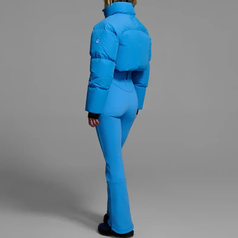 Women's One-Piece Ski Suit — 4 Colourways — Blue, worn back view