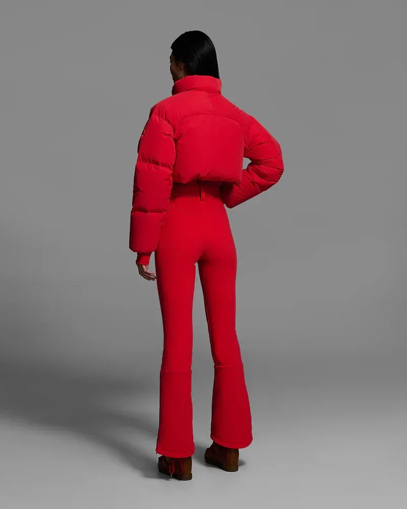Women's One-Piece Ski Suit — 4 Colourways — Red, worn back view