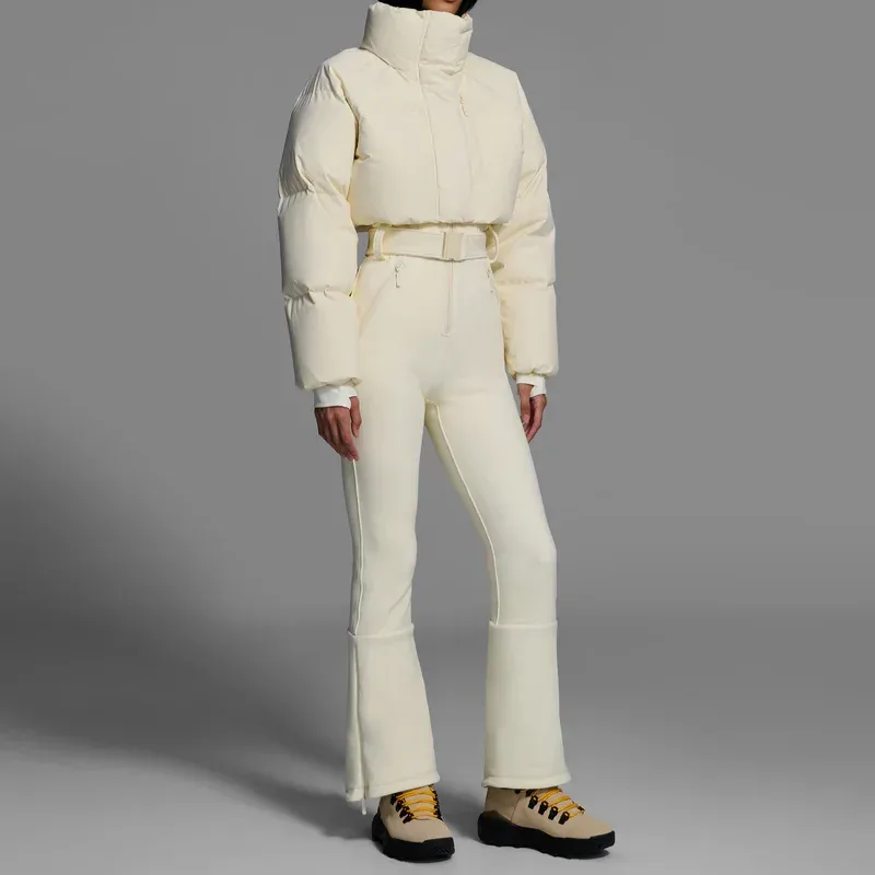 Women's One-Piece Ski Suit — 4 Colourways — White, worn front view