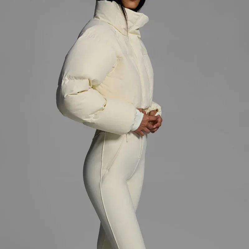 Women's One-Piece Ski Suit — 4 Colourways — White, worn side view