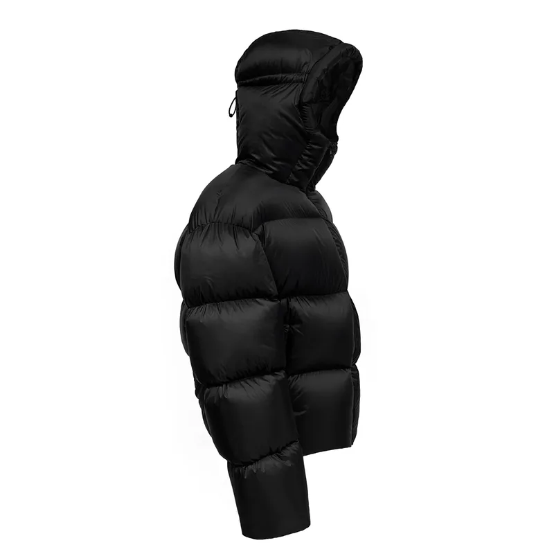 Women's Oversized Hooded Puffer Jacket — 1 Colourway — Black, side view