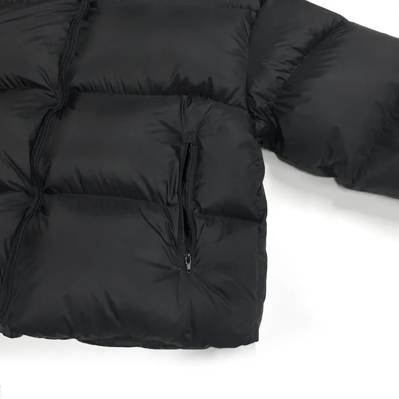 Women's Oversized Hooded Puffer Jacket — 1 Colourway — Black, pocket close-up