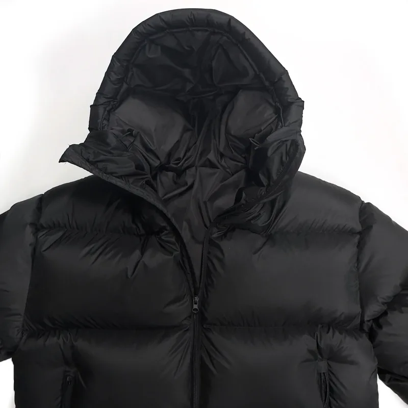 Women's Oversized Hooded Puffer Jacket — 1 Colourway — Black, hood close-up