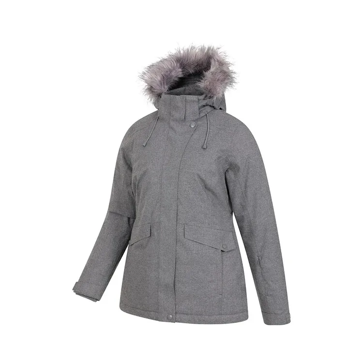 Women’s Parka Ski Jacket — Grey — Grey, three-quarter view