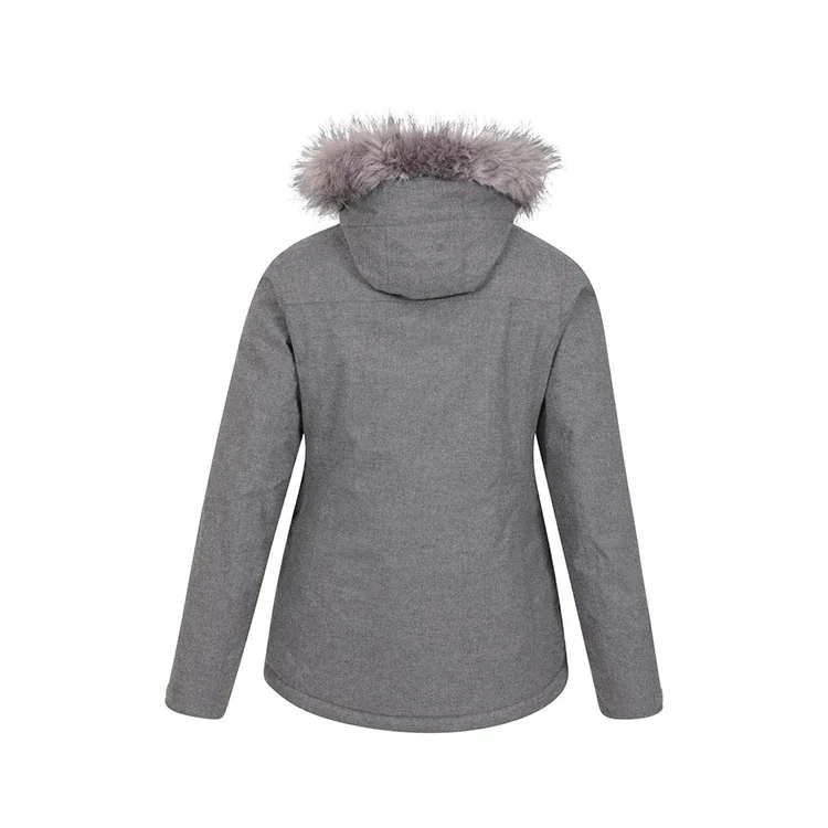 Women’s Parka Ski Jacket — Grey — Grey, back view