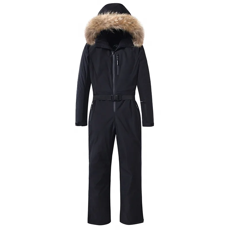 Women's plus-size one-piece ski suit — Black