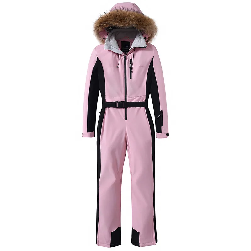 Women's plus-size one-piece ski suit — Pink