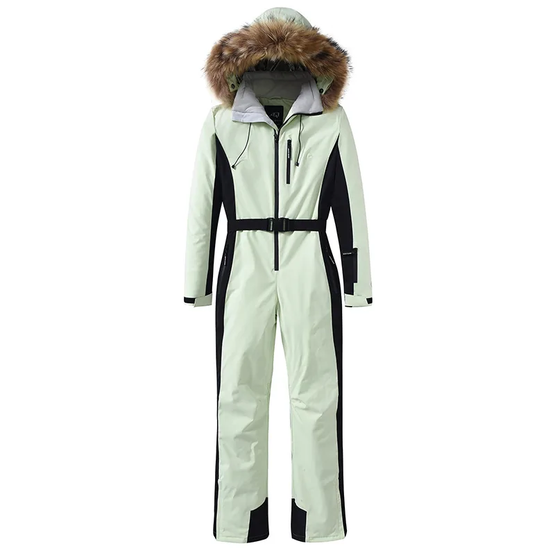 Women's plus-size one-piece ski suit — Light Green