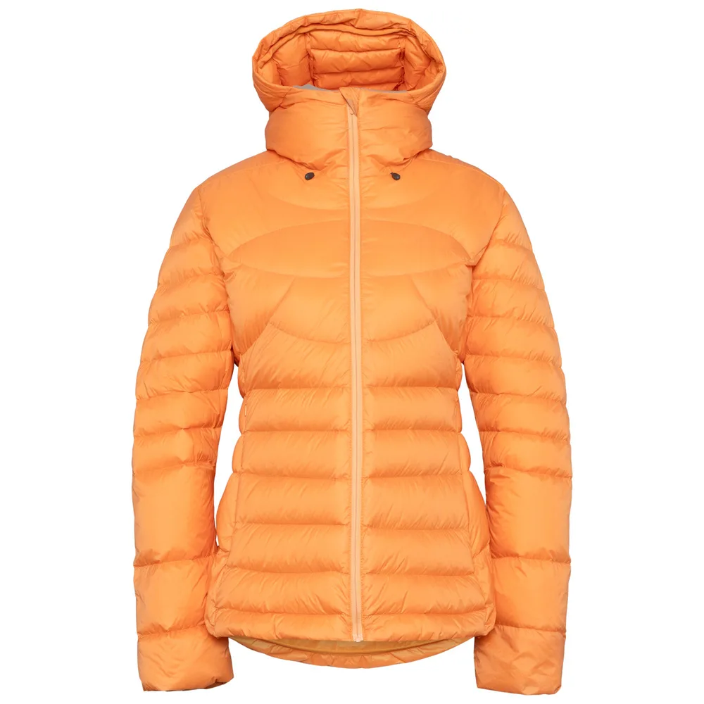 Women’s Puffer Jacket — Light Blue & Orange — Orange, front view