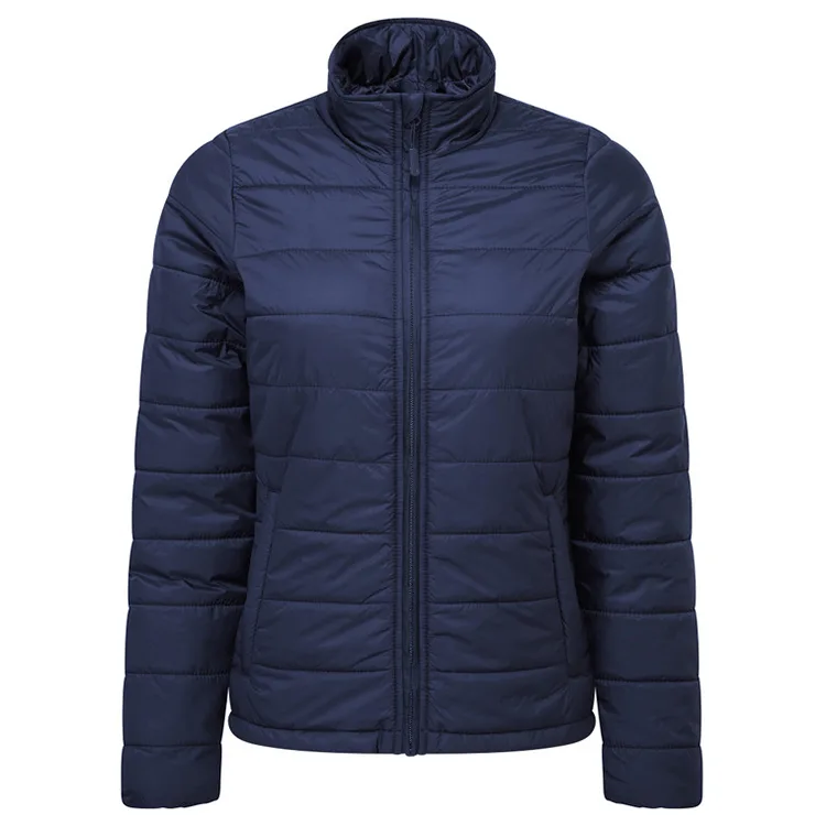 Women’s Puffer Jacket — Navy & Black — Dark Navy, front view