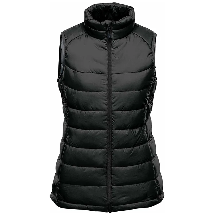 Women’s Puffer Vest — Black & Navy — Black, front view