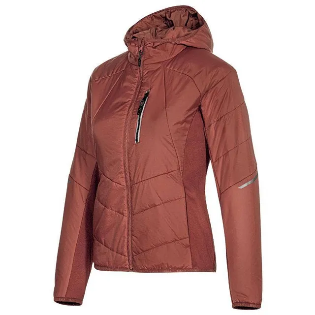 Women’s Quilted Hybrid Jacket — Rust — Rust, three-quarter front view