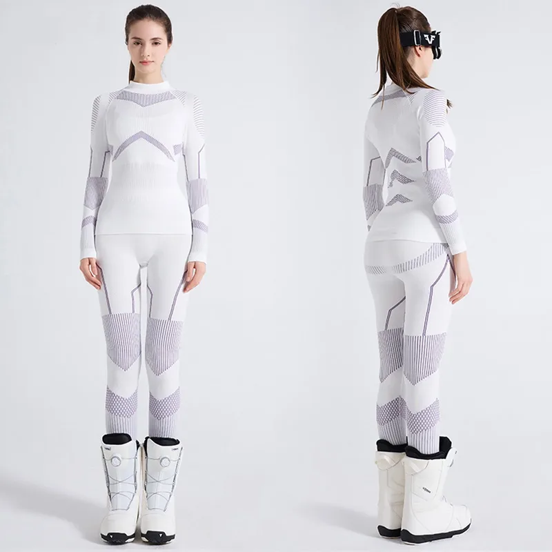 Women's Seamless Base Layer Set — 2 Colourways — White, front and back view