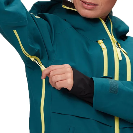 Women’s Ski Jacket — 5 Colourways — Teal, underarm vent detail