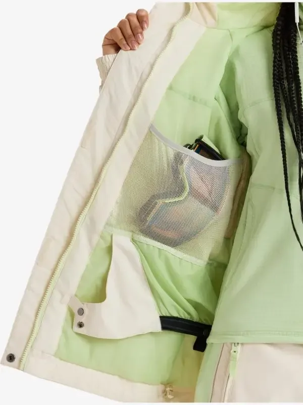 Women's Ski Jacket — Cream White — Cream White, inner goggle pocket detail
