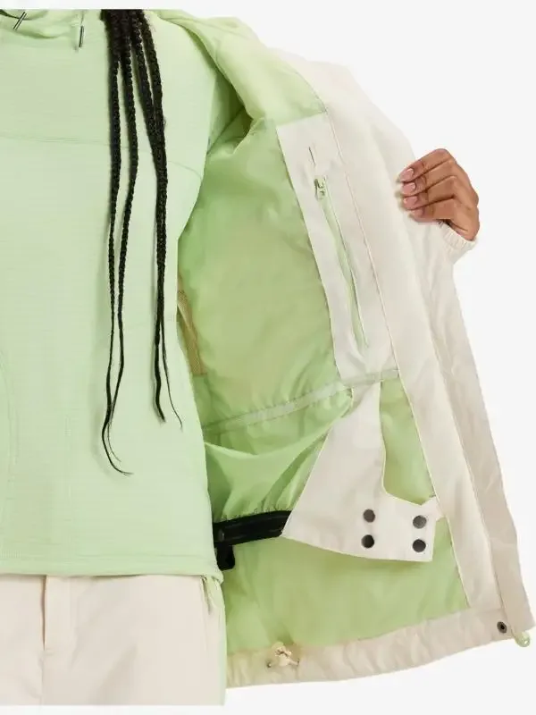 Women's Ski Jacket — Cream White — Cream White, open jacket, lining view