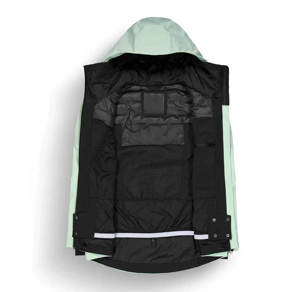 Women's Ski Jacket — Light Green — Light Green, interior and snow skirt view