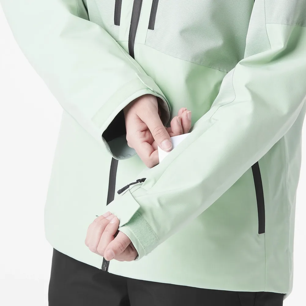 Women's Ski Jacket — Light Green — Light Green, sleeve pass pocket detail