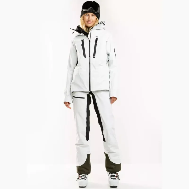 Women's Ski Shell Jacket — 2 Colourways — White, worn full view
