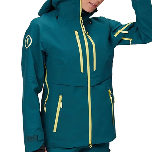 Women's Snowboard Jacket — 5 Colourways — Teal Green, sleeve patch detail