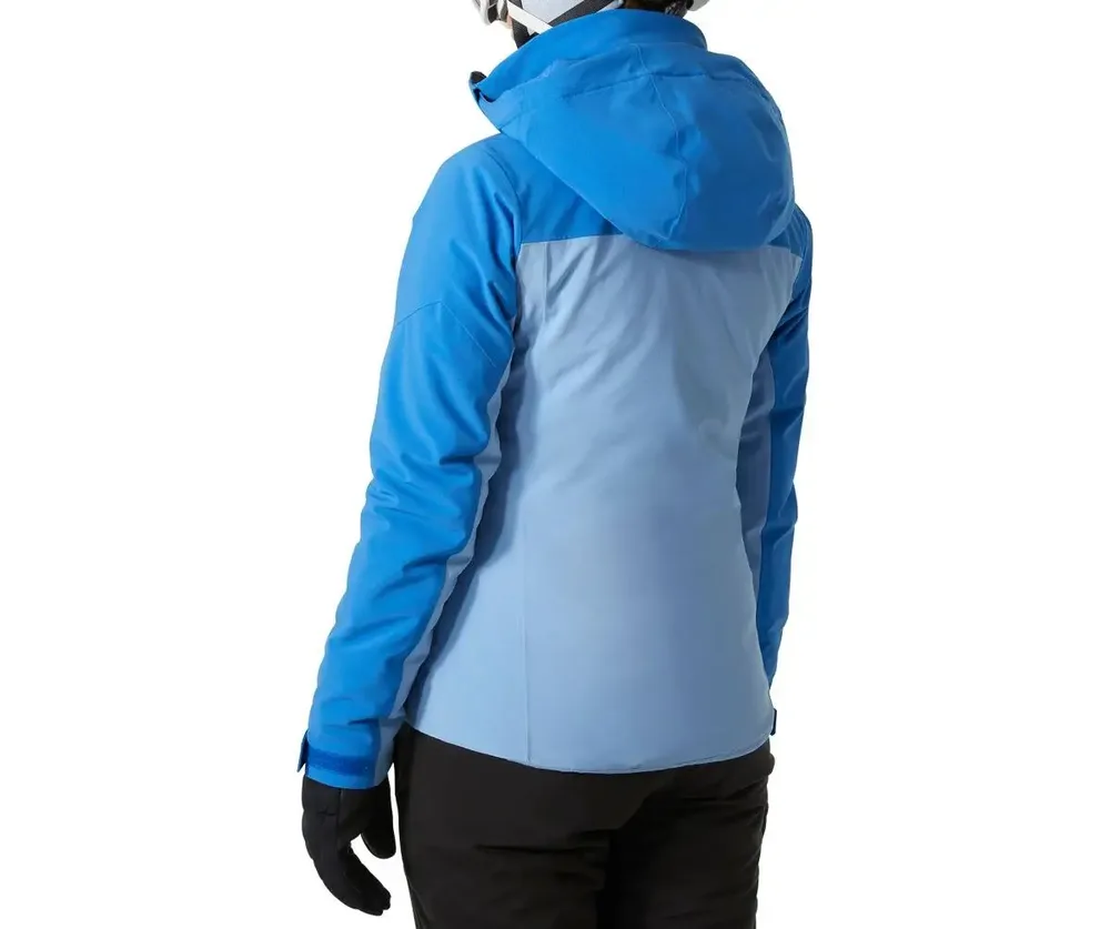 Women's Snowboard Jacket — Blue — Blue / Light Blue, worn back view