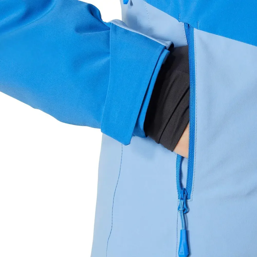 Women's Snowboard Jacket — Blue — Blue / Light Blue, underarm vent detail