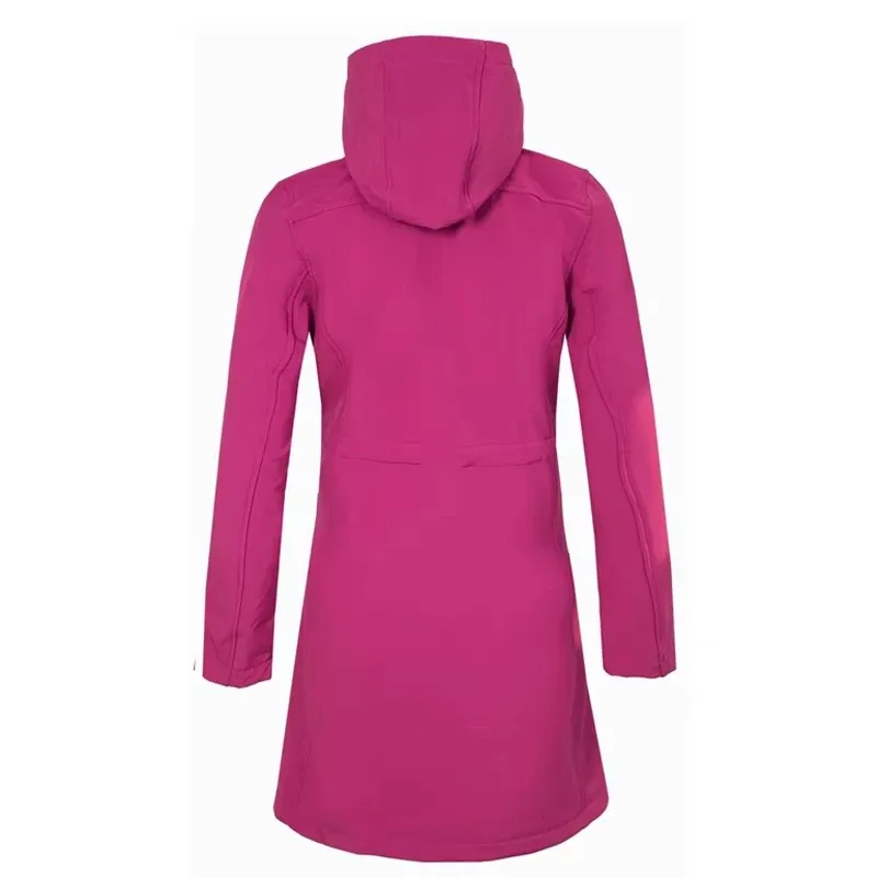 Women’s Long Softshell Jacket — 3 Colourways — Rose Pink, back view
