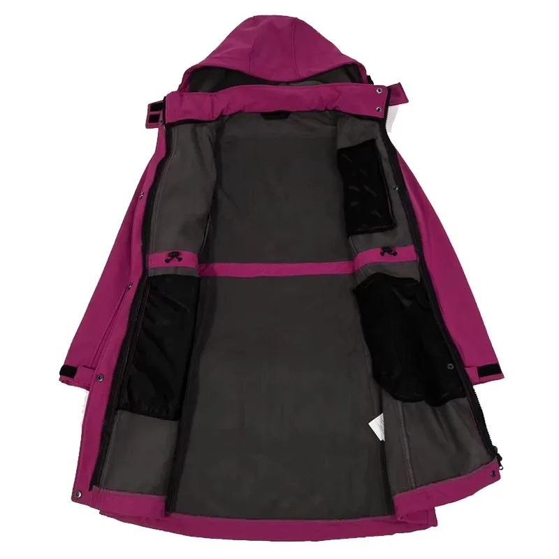 Women’s Long Softshell Jacket — 3 Colourways — Rose Pink, open interior view