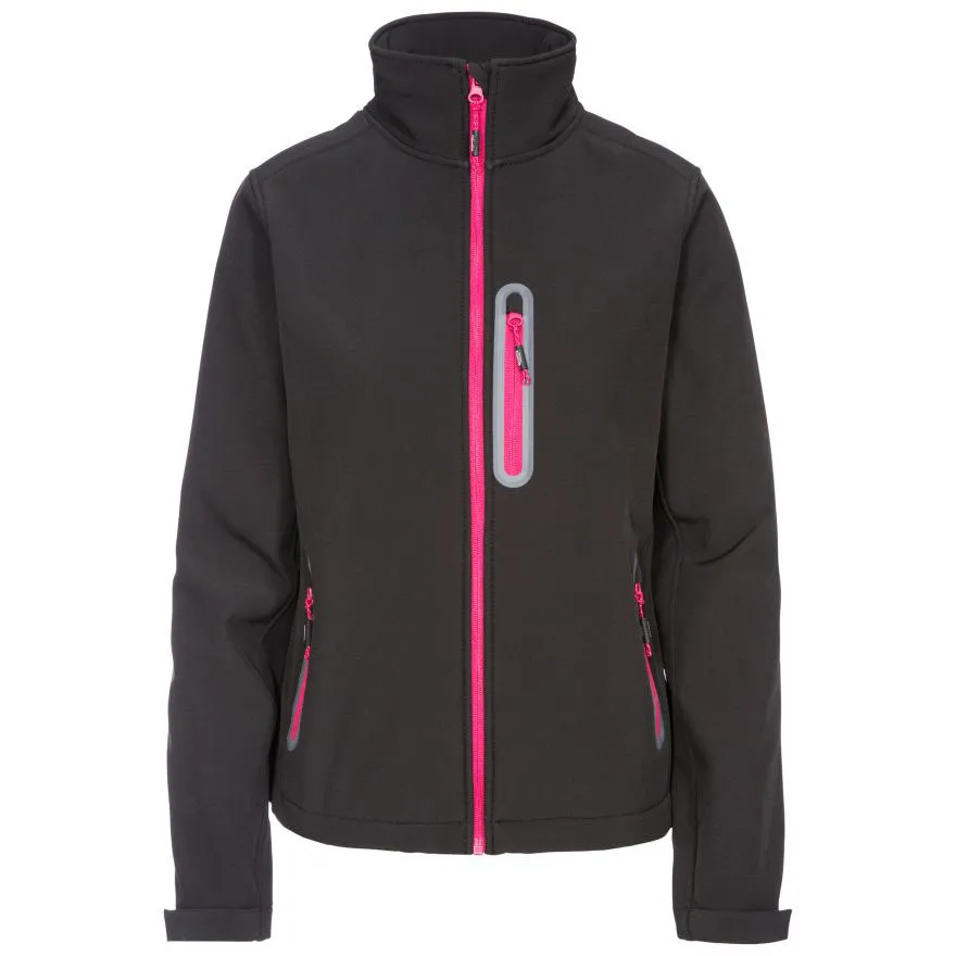 Women’s Softshell Jacket — Black & Pink — Black & Pink, front view