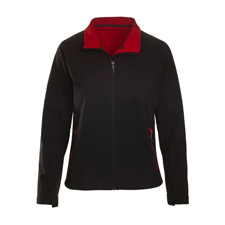 Women’s Softshell Jacket — Black & Red — Black & Red, front view