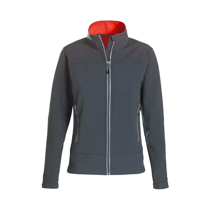 Women’s Softshell Jacket — Blue & Dark Grey — Dark Grey, front view