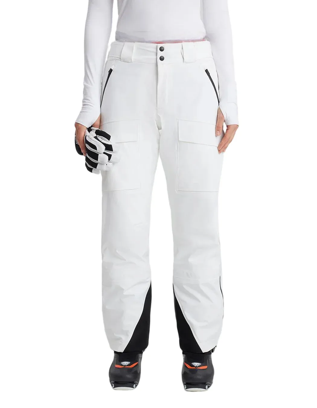 Women’s Softshell Ski Pants — 2 Colourways — White, worn front view
