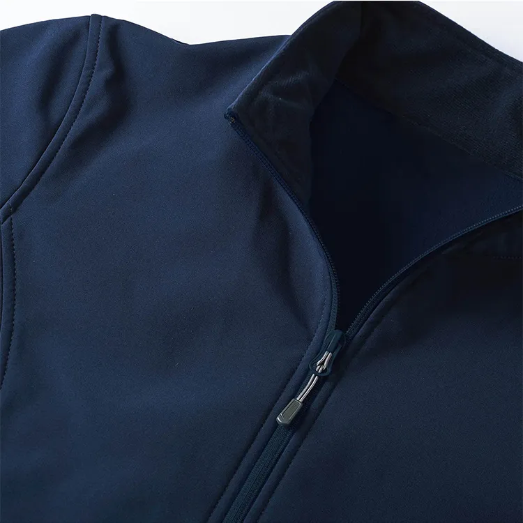 Women’s Stand-Collar Softshell Jacket — 4 Colourways — Navy, collar and zip close-up