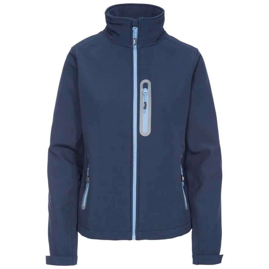 Women’s Stand-Collar Softshell Jacket — Navy — Navy, front view