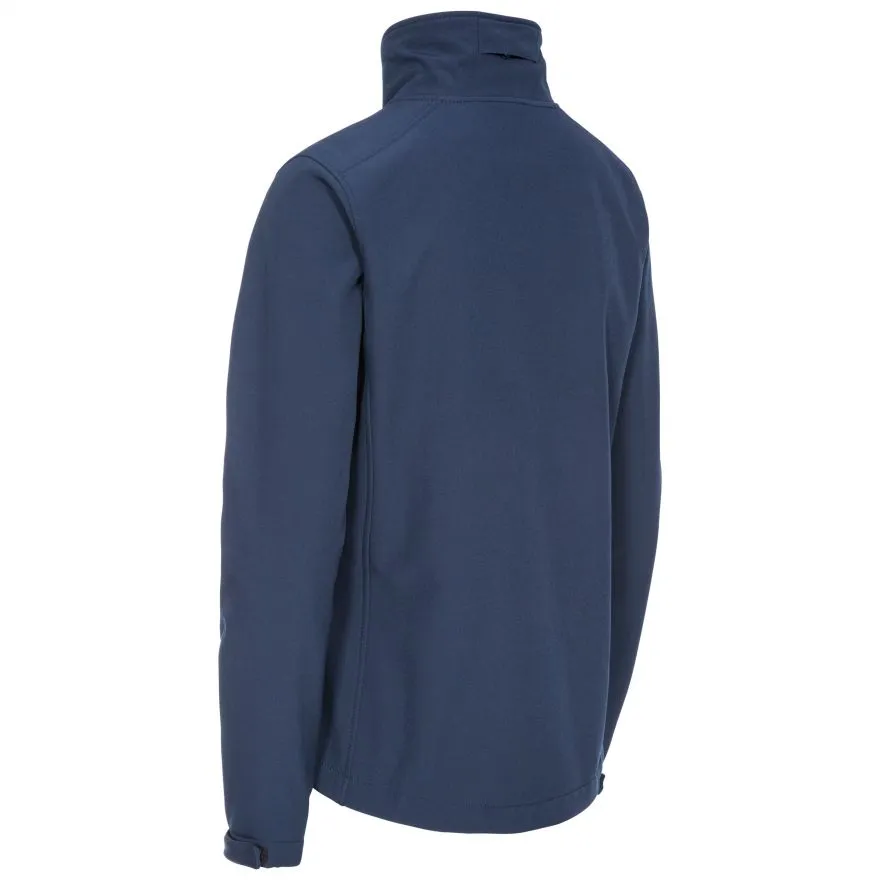 Women’s Stand-Collar Softshell Jacket — Navy — Navy, back view