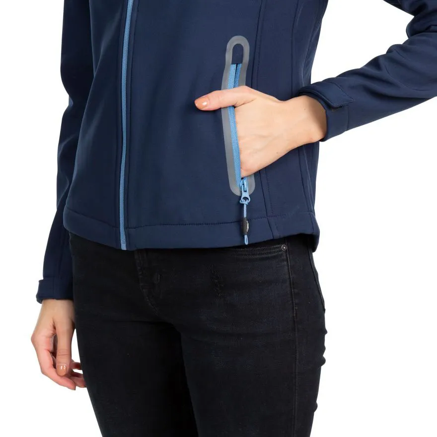 Women’s Stand-Collar Softshell Jacket — Navy — Navy, model view